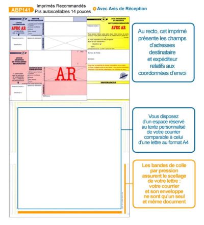 Plis auto-scellables 14 POUCES avec AVIS DE RECEPTION pour plieuses-scelleuses