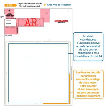 Plis auto-scellables A4 avec AR pour plieuses-scelleuses