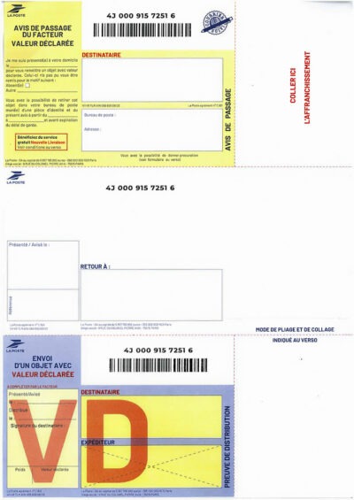 Imprimés A4 recommandés Valeur déclarée, avec code barre – Image 2