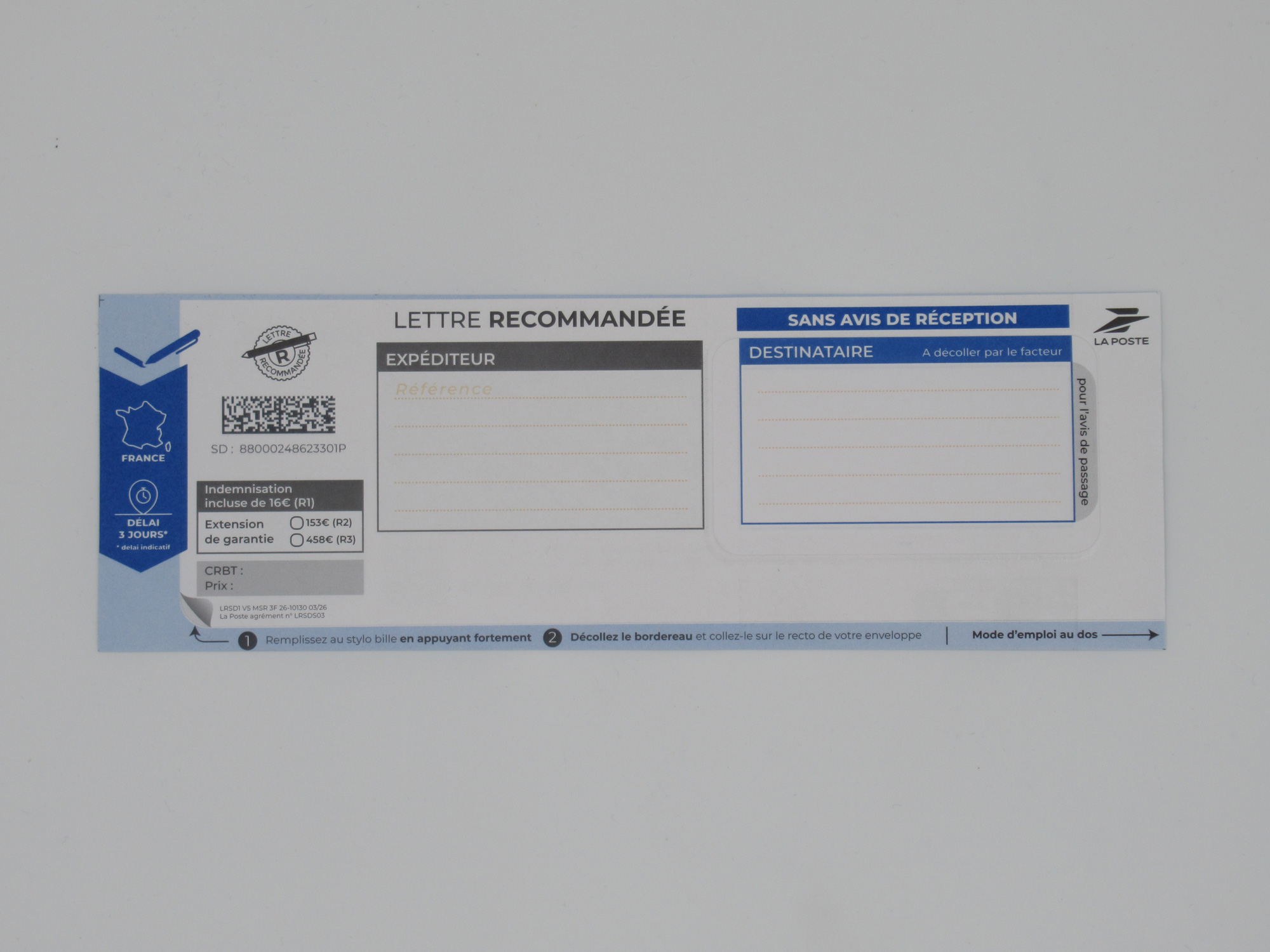 Recommandés LRSD 2026 sans AR – Formulaire lettre recommandée Smart Data
