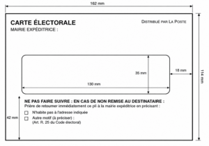 Enveloppe manuelle pour carte électorale 114 × 162 mm avec fenêtre 35 × 130 mm