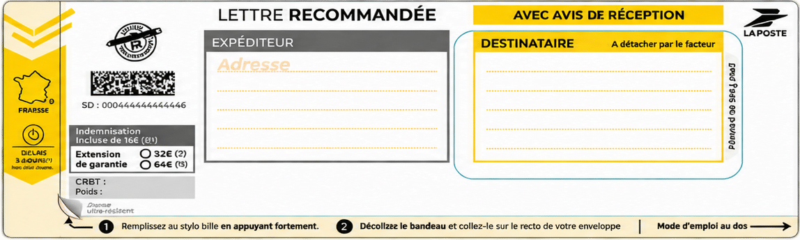 Liasse de recommandé personnalisé LRSD avec avis de réception ABpost