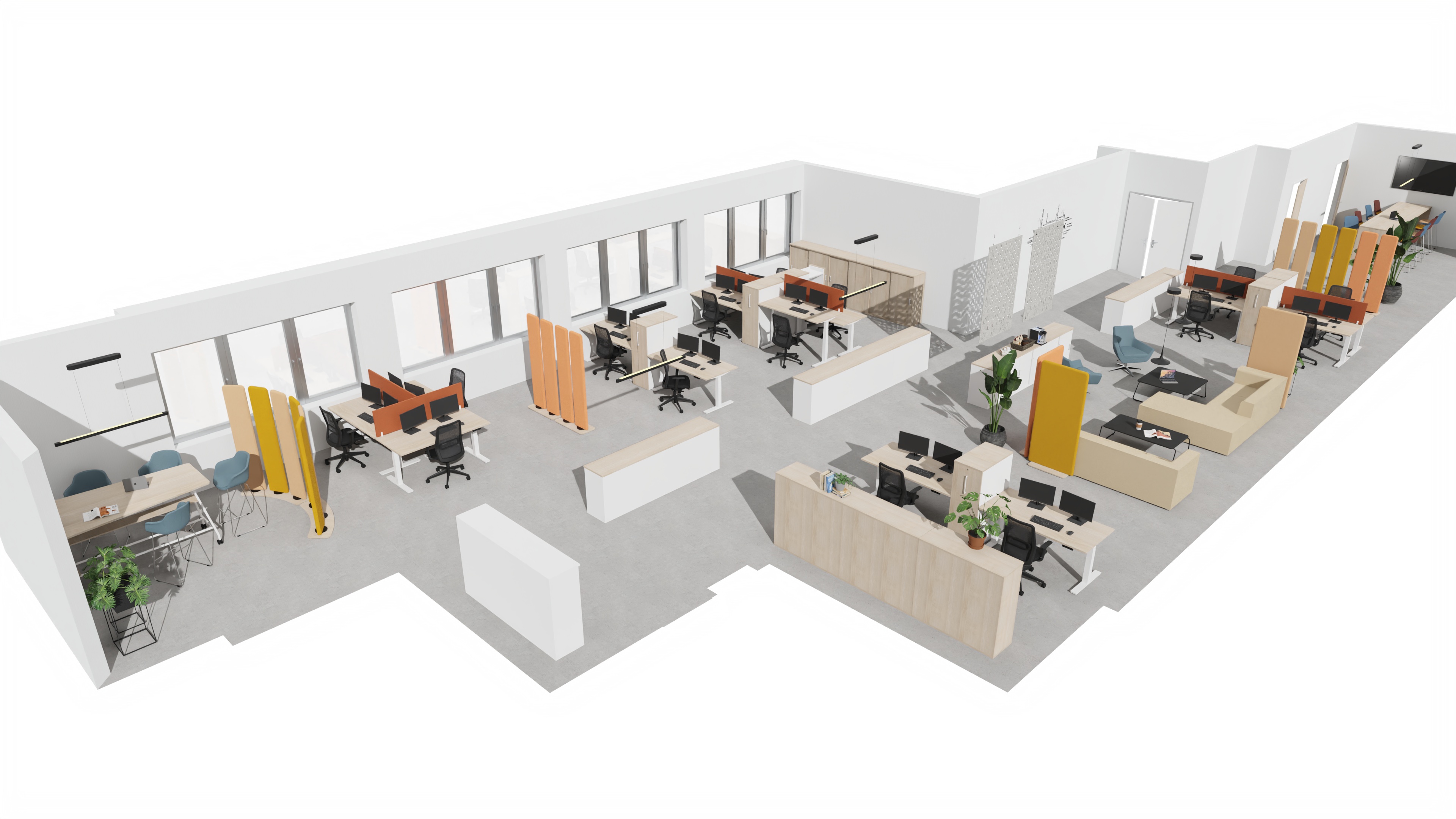 Plan d'aménagement d'un open space de bureaux - DDFIP de l'Eure