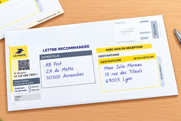 Comment coller un recommandé sur l’enveloppe (LRSD et A4) ?