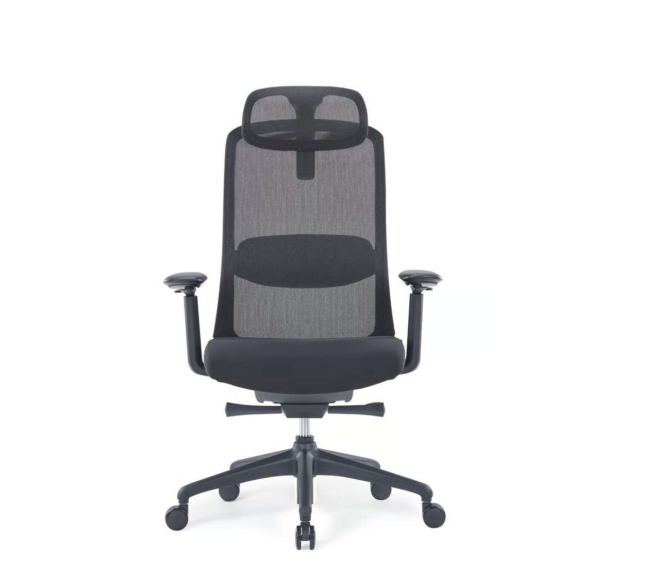 Fauteuil ergonomique 255 en résille noire avec têtière et accoudoirs 4D